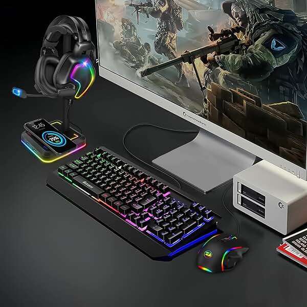 Headphone Stand with Wireless Charger Gaming Headset Holder 2 IN 1 Wireless Charging Pad & 2 USB Charger Ports for Desktop PC Game Accessories - Image 2
