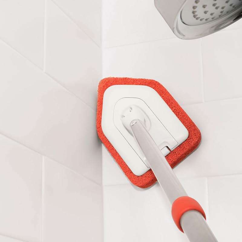 OXO Good Grips Extendable Shower, Tub and Tile Scrubber – 42 in, Versatile Cleaning Supplies, Non-Scratch Shower Cleaner with Adjustable Handle - Image 12
