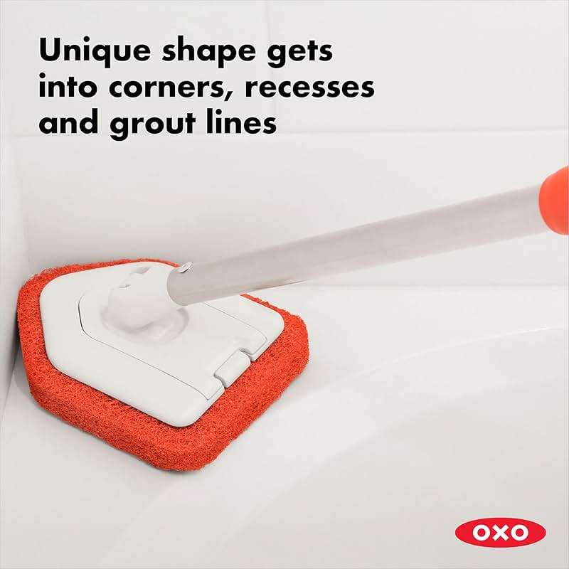 OXO Good Grips Extendable Shower, Tub and Tile Scrubber – 42 in, Versatile Cleaning Supplies, Non-Scratch Shower Cleaner with Adjustable Handle - Image 5