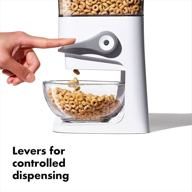 OXO Good Grips Countertop Cereal Dispenser | erfect for cereal, oatmeal, snacks. One-handed dispensing. Airtight dual-seal freshness. Dishwasher safe. 5.5 qt capacity. - Image 3