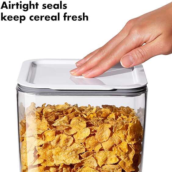 OXO Good Grips Countertop Cereal Dispenser | erfect for cereal, oatmeal, snacks. One-handed dispensing. Airtight dual-seal freshness. Dishwasher safe. 5.5 qt capacity. - Image 5