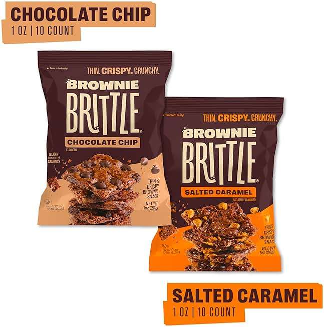 Brownie Brittle – Chocolate Chip & Salted Caramel Thin and Crispy Sweet Snacks (Pack of 20, 1 oz), Rich Gourmet Brownie Bites Dessert - Image 2