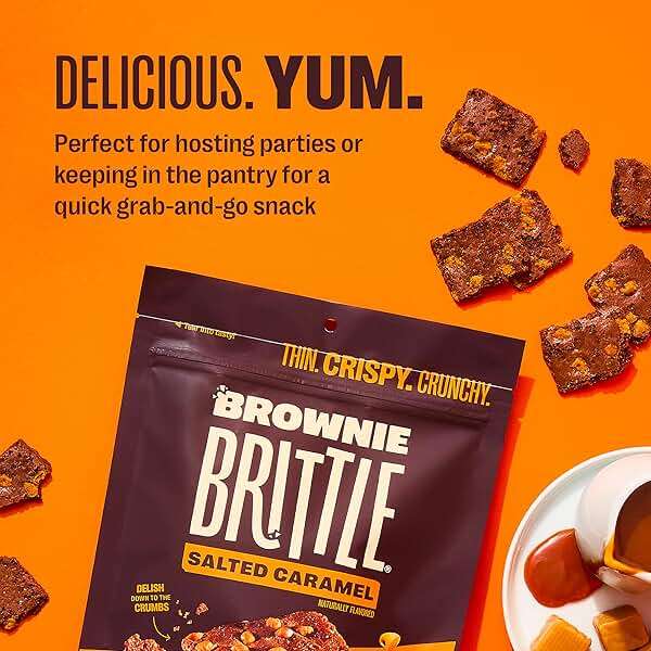 Brownie Brittle – Chocolate Chip & Salted Caramel Thin and Crispy Sweet Snacks (Pack of 20, 1 oz), Rich Gourmet Brownie Bites Dessert - Image 4
