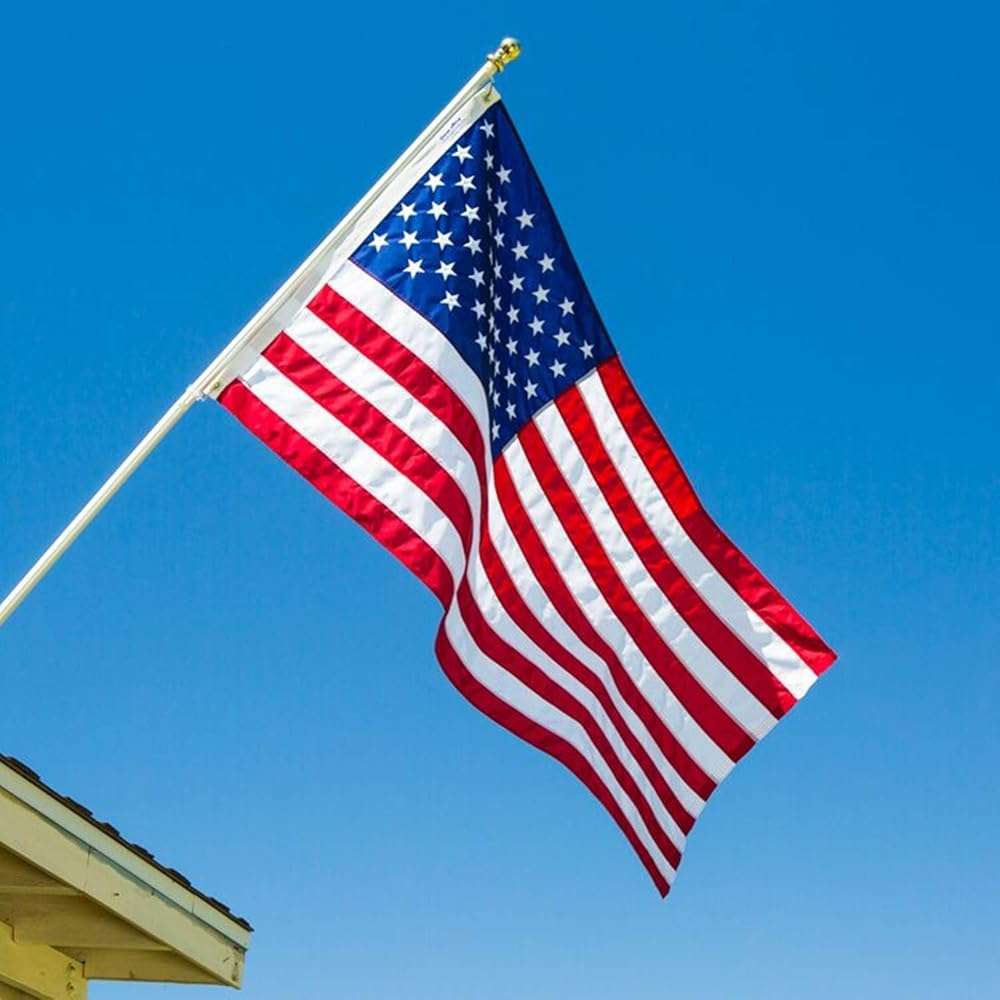 Grace Alley American Flag: 3x5 FT US Flag - 100% Made in USA. Embroidered Stars, Sewn Stripes and Brass Grommets. Fade Resistant, Heavy Duty, Long Lasting Nylon for Outdoor Durability. - Image 2