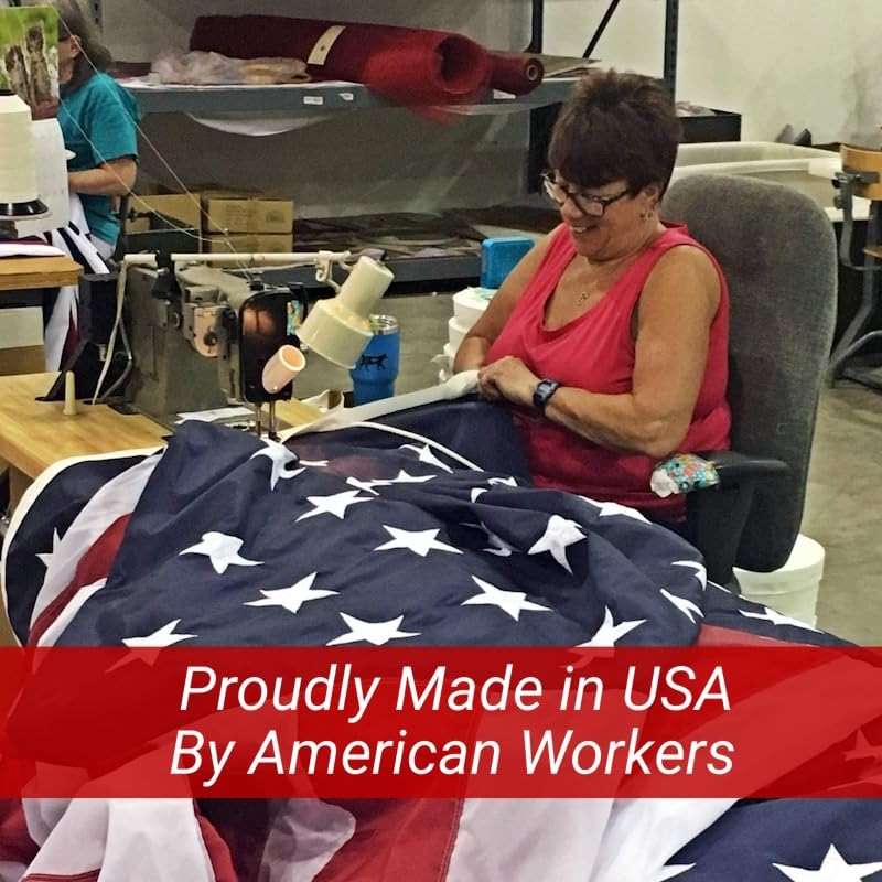 Grace Alley American Flag: 3x5 FT US Flag - 100% Made in USA. Embroidered Stars, Sewn Stripes and Brass Grommets. Fade Resistant, Heavy Duty, Long Lasting Nylon for Outdoor Durability. - Image 5