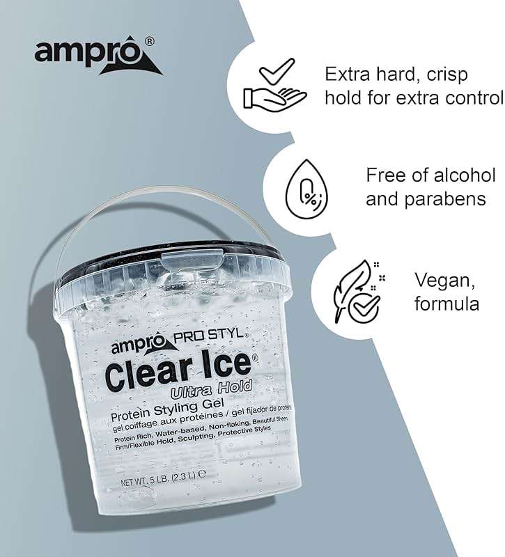 AmPro Pro Styl Clear Ice Styling Gel - Protects and Strengthens Your Strands - Non-Flaking, Alcohol Free, Vegan Formula - Flexible, Touchable Hold for All Hair Types - 80 oz - Image 5
