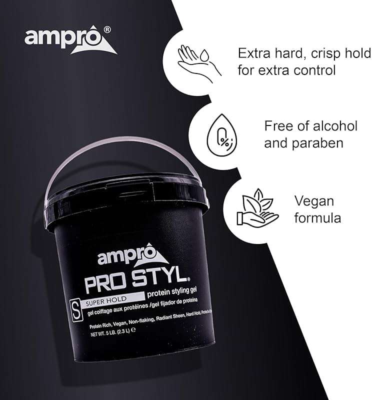 AmPro Pro Styl Styling Gel - Protects and Strengthens Your Strands - Non-Flaking, Alcohol Free, Vegan Formula - Flexible, Touchable Hold for All Hair Textures - Super Hold - 80 oz - Image 5