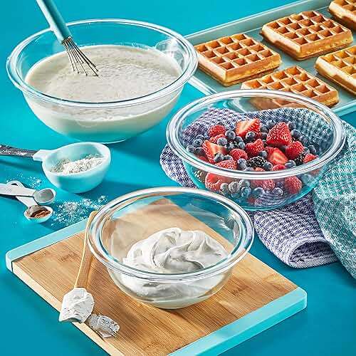 Pyrex Essentials (3-Piece) Glass Mixing Bowls Set For Prepping, Baking and Cooking, Preheated Oven, Dishwasher, Freezer, and Microwave Safe - Image 6