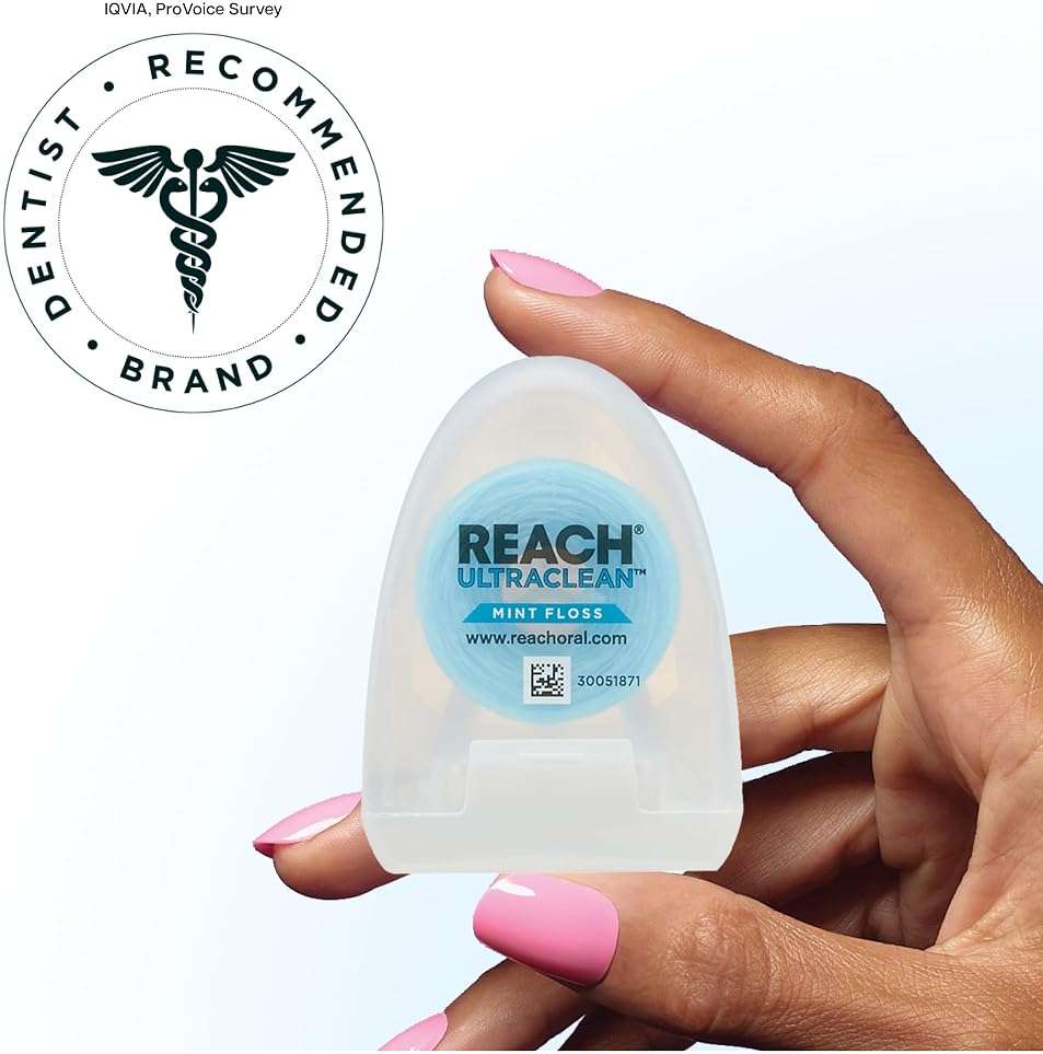 REACH Ultraclean Dental Floss, Mint, Plaque Remover for Teeth, Shred Resistant, Waxed, Easy on Gums & Teeth, Mint, Oral Care, PFAS Free, for Adults & Kids, 6 Pack, 30 yd - Image 7