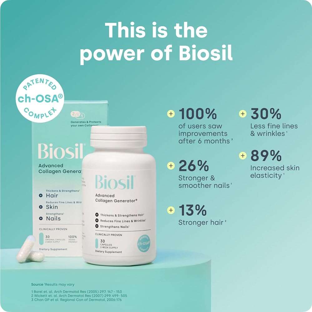 Biosil Collagen Booster Supplement - 120 Original Capsules - Patented ch-OSA Activator for Skin, Hair, Nails & Joints - Supports Natural Production - 60-Day Supply - Image 3