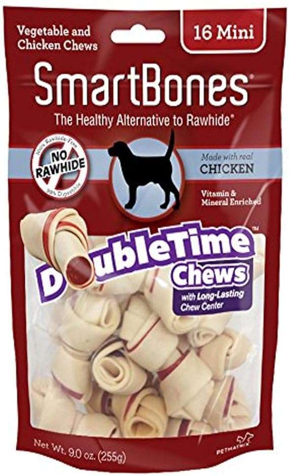 SmartBones DoubleTime Chews 16 Count, Mini, Rawhide-Free Chews For Dogs With Long-Lasting Chew Center - Image 1