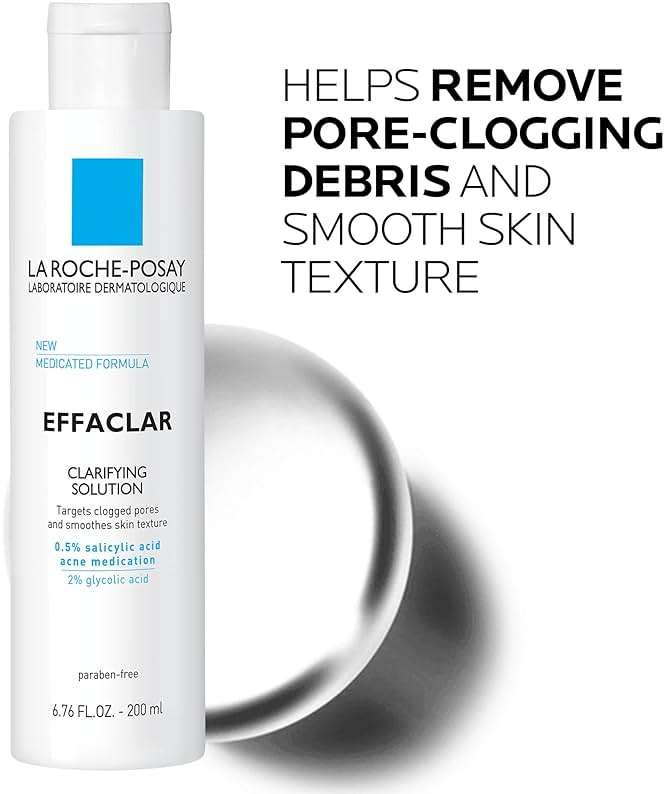 La Roche-Posay Effaclar Clarifying Solution Acne Toner with Salicylic Acid and Glycolic Acid, Pore Refining Oily Skin Toner, Gentle Exfoliant to Unclog Pores and Remove Dead Skin Cells - Image 5