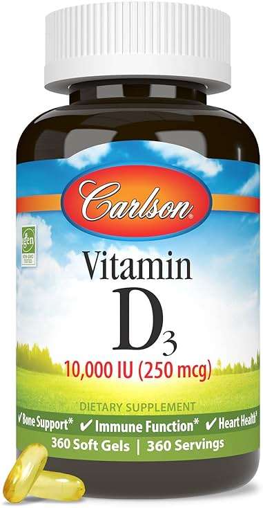 Carlson Vitamin D3 10,000 IU (250 mcg), Cholecalciferol, Bone & Immune Health, 360 Soft Gels - Image 5