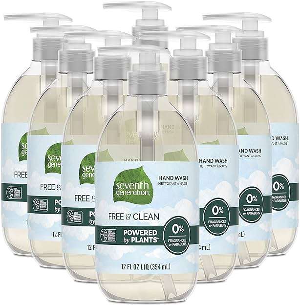 Seventh Generation Liquid Hand Soap Fragrance Free Free & Clean Unscented Hand Soap 12 Fl.oz, Pack of 8 - Image 1