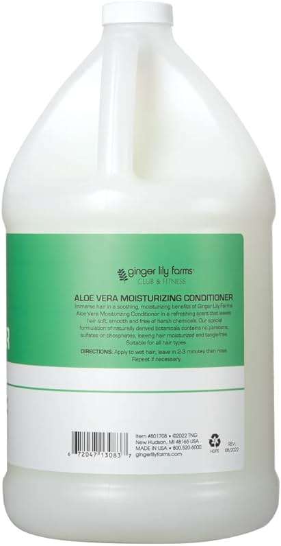 Ginger Lily Farms Club & Fitness Moisturizing Conditioner for Dry Hair, 100% Vegan & Cruelty-Free, Aloe Vera Scent, 1 Gallon (128 fl oz) Refill, white - Image 2