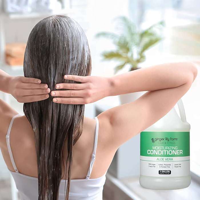 Ginger Lily Farms Club & Fitness Moisturizing Conditioner for Dry Hair, 100% Vegan & Cruelty-Free, Aloe Vera Scent, 1 Gallon (128 fl oz) Refill, white - Image 7