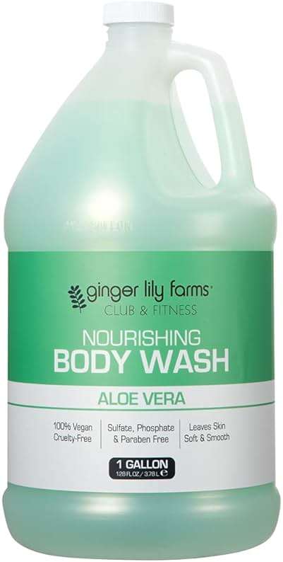 Ginger Lily Farms Club & Fitness Nourishing Body Wash, 100% Vegan & Cruelty-Free, Bath & Shower Gel for Men and Women, Aloe Vera Scent, 1 Gallon (128 fl. oz.) Refill - Image 1
