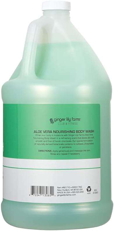 Ginger Lily Farms Club & Fitness Nourishing Body Wash, 100% Vegan & Cruelty-Free, Bath & Shower Gel for Men and Women, Aloe Vera Scent, 1 Gallon (128 fl. oz.) Refill - Image 2
