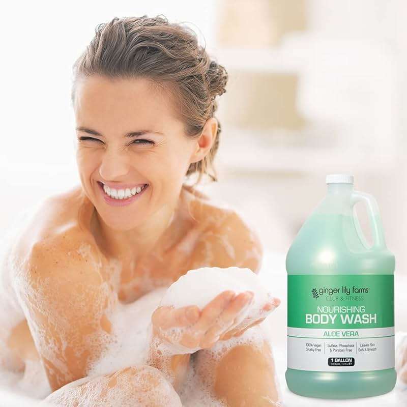 Ginger Lily Farms Club & Fitness Nourishing Body Wash, 100% Vegan & Cruelty-Free, Bath & Shower Gel for Men and Women, Aloe Vera Scent, 1 Gallon (128 fl. oz.) Refill - Image 7
