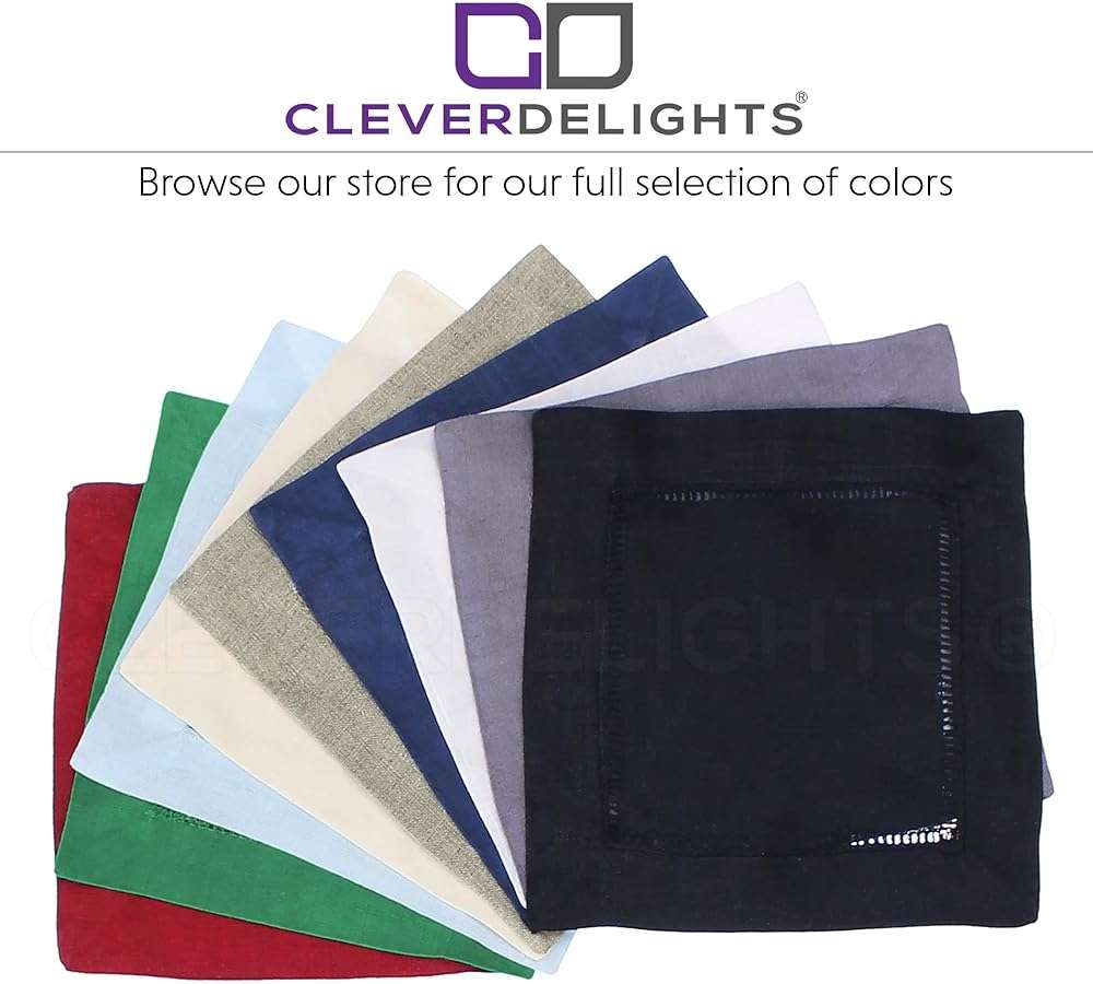 CleverDelights 6" White Cotton Hemstitch Cocktail Napkins - 12 Pack - 100% Cotton - Image 5