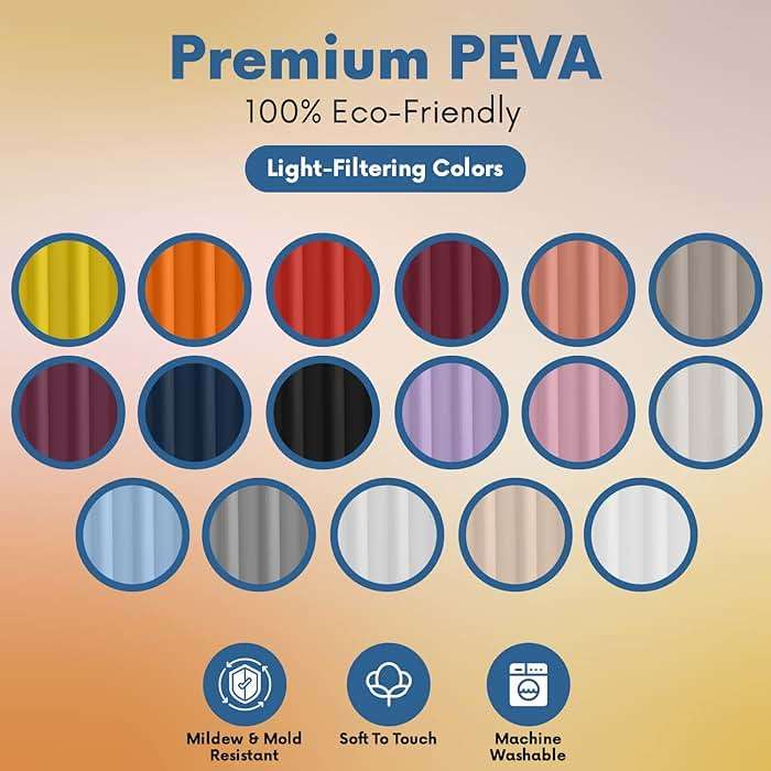 No Smell Shower Curtain Liner 72x72 White - PEVA Plastic Shower Curtain for Bathroom, PVC-Free Waterproof Shower Liner with Metal Grommets and Magnet-Weighted Bottom Hem - Washable Inner Liner - Image 3