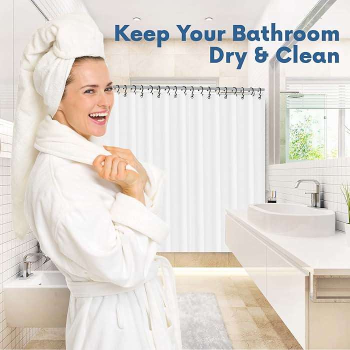 No Smell Shower Curtain Liner 72x72 White - PEVA Plastic Shower Curtain for Bathroom, PVC-Free Waterproof Shower Liner with Metal Grommets and Magnet-Weighted Bottom Hem - Washable Inner Liner - Image 7