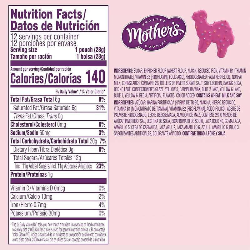 Mother's Original Circus Animal Cookies | Frosted Vanilla Shortbread Cookies with Rainbow Sprinkles | Box of Cookie Snack Packs | 12 Count - 1-oz Pouches | NET WT 12 oz - Image 2