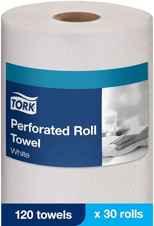 Tork Handi-Size Perforated Roll Towel White, Certified Compostable, 30 x 120 Towels, HB9201 - Image 2