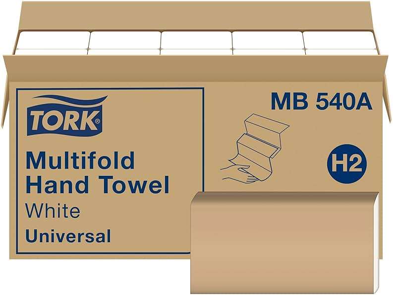 Tork Multifold Hand Towel White H2, Universal, 100% Recycled Fibers, 16 x 250 Towels, MB540A - Image 1