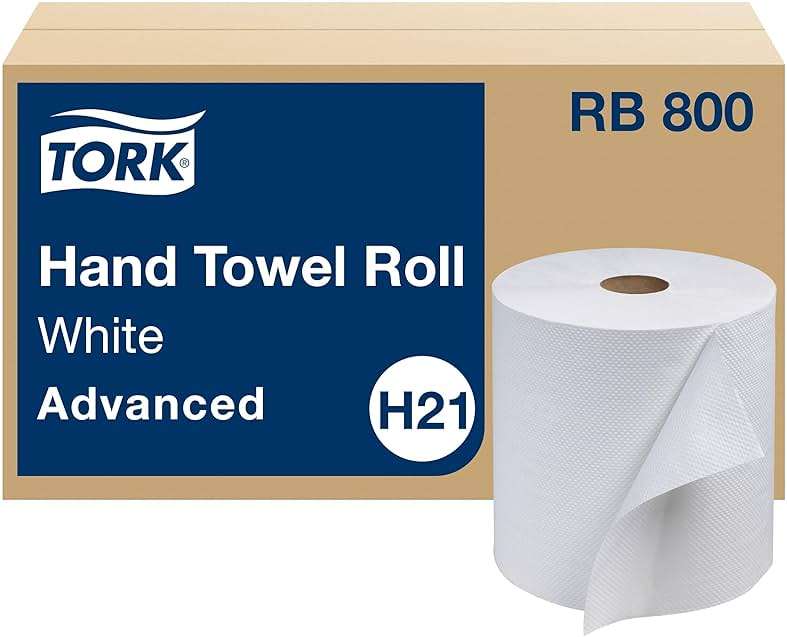 Tork Paper Hand Towel Roll White H21, Advanced, 100% Recycled Fiber, 6 rolls x 800 ft, RB800 - Image 1