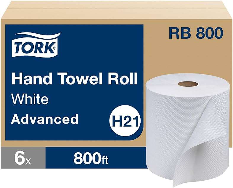 Tork Paper Hand Towel Roll White H21, Advanced, 100% Recycled Fiber, 6 rolls x 800 ft, RB800 - Image 2