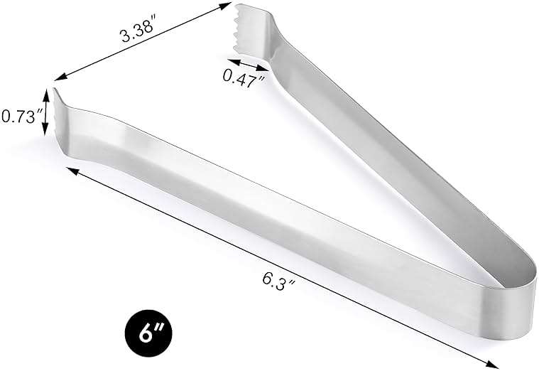 New Star Foodservice Restaurant-Grade Pom Tong, Stainless Steel, 6.5 Inch, Set of 6, Silver - Image 3