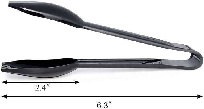 New Star Foodservice 42290 Utility Tong, High Heat Plastic, Straight Edge, 6 Inch, Set of 12, Black - Image 3