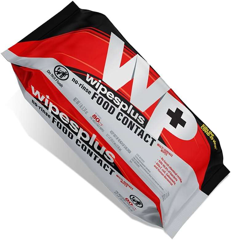 WIPESPLUS No-Rinse Food Contact Wipes, Multi-Surface Wipe, Unscented for Home and Business, 960 Count, (12 Packs of 80) - Image 1