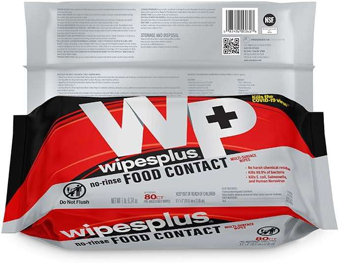 WIPESPLUS No-Rinse Food Contact Wipes, Multi-Surface Wipe, Unscented for Home and Business, 960 Count, (12 Packs of 80) - Image 3