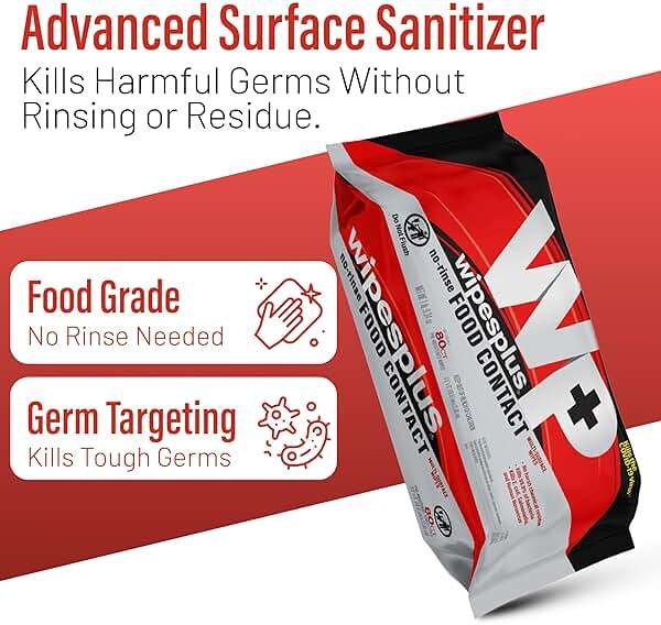 WIPESPLUS No-Rinse Food Contact Wipes, Multi-Surface Wipe, Unscented for Home and Business, 960 Count, (12 Packs of 80) - Image 4