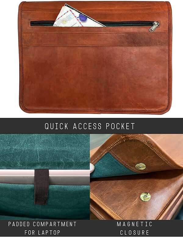 RUSTIC TOWN 15 inch Vintage Crossbody Full Grain Leather Laptop Messenger Bag - Image 6