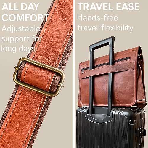RUSTIC TOWN 15 inch Vintage Crossbody Full Grain Leather Laptop Messenger Bag - Image 7