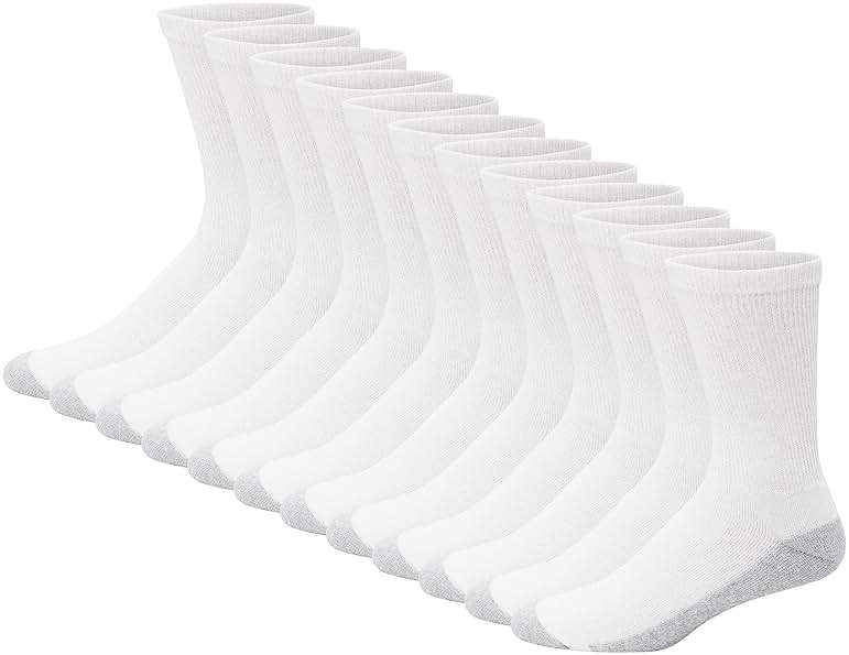 Hanes Men's Double Tough Socks, Crew and Ankle Moisturing Wicking Socks, Black & White, Multi-Packs - Image 1
