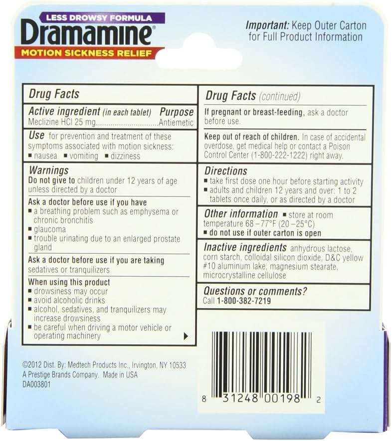 Dramamine Less Drwsy Tab Size 8 Ct Dramamine Less Drwsy Tab New 8 - Image 2