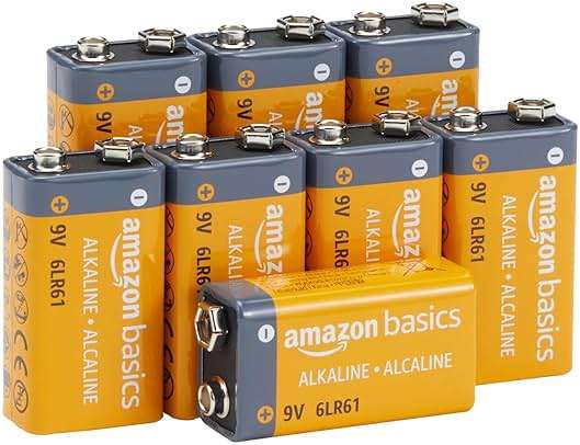 Amazon Basics 8-Pack 9V Long-Lasting Alkaline Batteries for Smoke Detector, Electronics & Audio, Reliable, 5-Year Shelf Life - Image 1