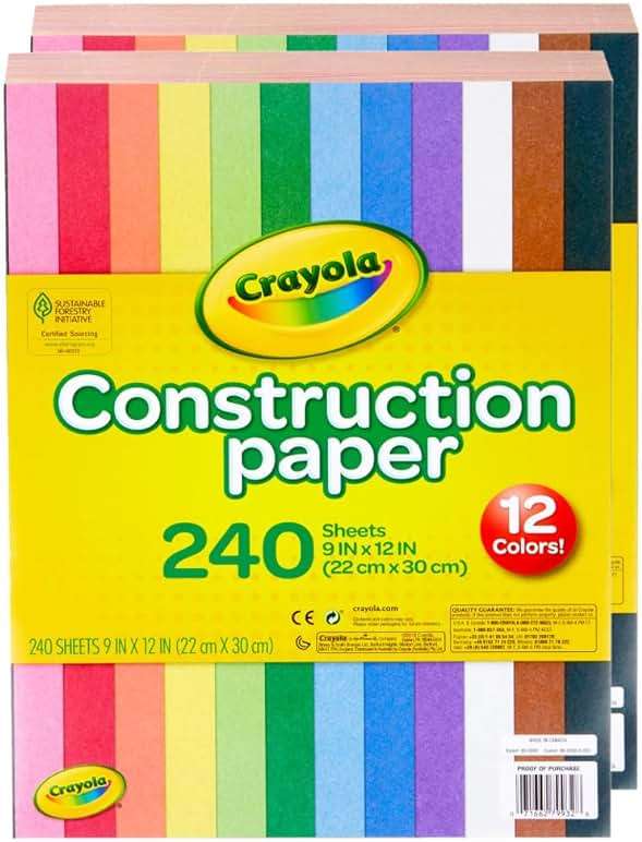 Crayola Construction Paper Bulk Pack (480 Sheets) – 10 Assorted Colors, 9x12, Teacher School Supplies & Classroom Must Haves, Card Making Craft Supplies, Art Paper - Image 4