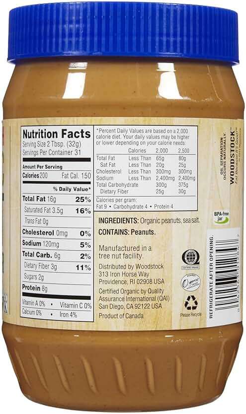 Woodstock Organic Smooth Peanut Butter, Salt Added, 35 oz - Image 2