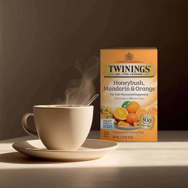 Twinings Honeybush, Mandarin, & Orange Herbal Tea Individually Wrapped Bags, 20 Count (Pack of 1), Naturally Caffeine-Free, Enjoy Hot or Iced, 20 Teabags - Image 6