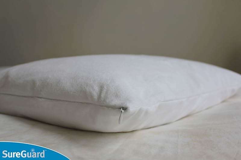 Set of 2 Queen Size SureGuard Pillow Protectors - 100% Waterproof, Bed Bug Proof, Hypoallergenic - Premium Zippered Cotton Terry Covers - Image 2