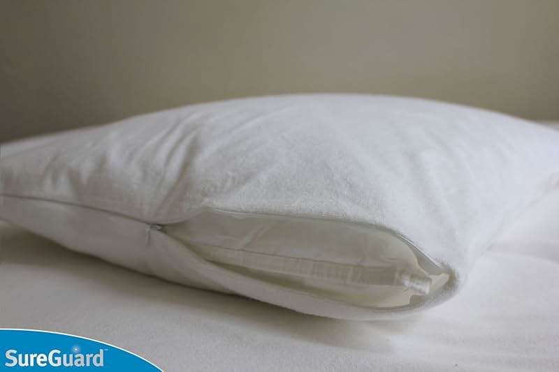 Set of 2 Queen Size SureGuard Pillow Protectors - 100% Waterproof, Bed Bug Proof, Hypoallergenic - Premium Zippered Cotton Terry Covers - Image 3
