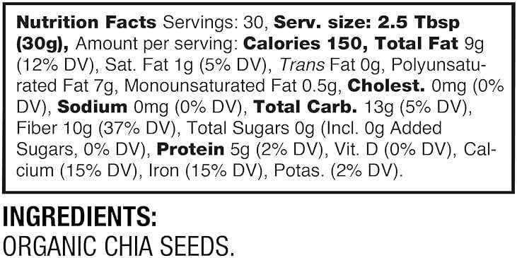 BetterBody Foods Organic Chia Seeds 2 lbs, 32 Oz, with Omega-3, Non-GMO, Gluten Free, Keto Diet Friendly, Vegan, Good Source of Fiber - Image 7