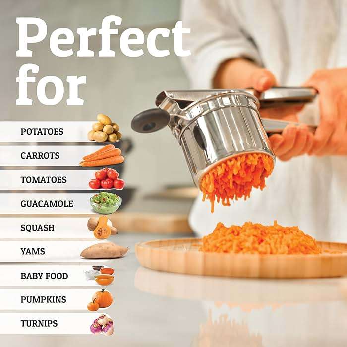 PriorityChef Large 15oz Potato Ricer, Heavy Duty Stainless Steel Potato Masher and Ricer Kitchen Tool, Press and Mash Kitchen Gadget For Perfect Mashed Potatoes - Everytime - Image 5