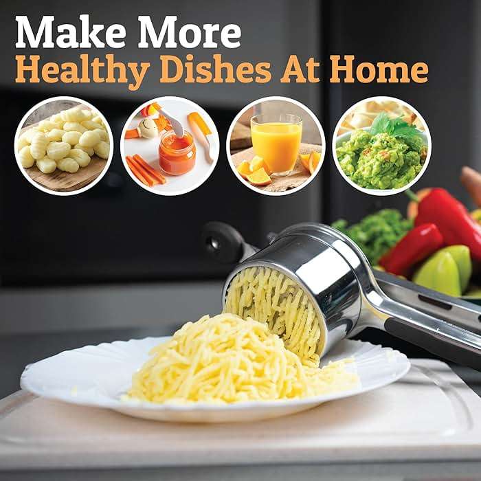 PriorityChef Large 15oz Potato Ricer, Heavy Duty Stainless Steel Potato Masher and Ricer Kitchen Tool, Press and Mash Kitchen Gadget For Perfect Mashed Potatoes - Everytime - Image 8