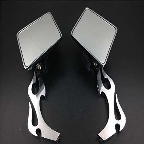 HTTMT MT336-CD Diamond Flame Stem Mirrors Compatible with Harley Davidson Or Metric Bike Chromed - Image 2